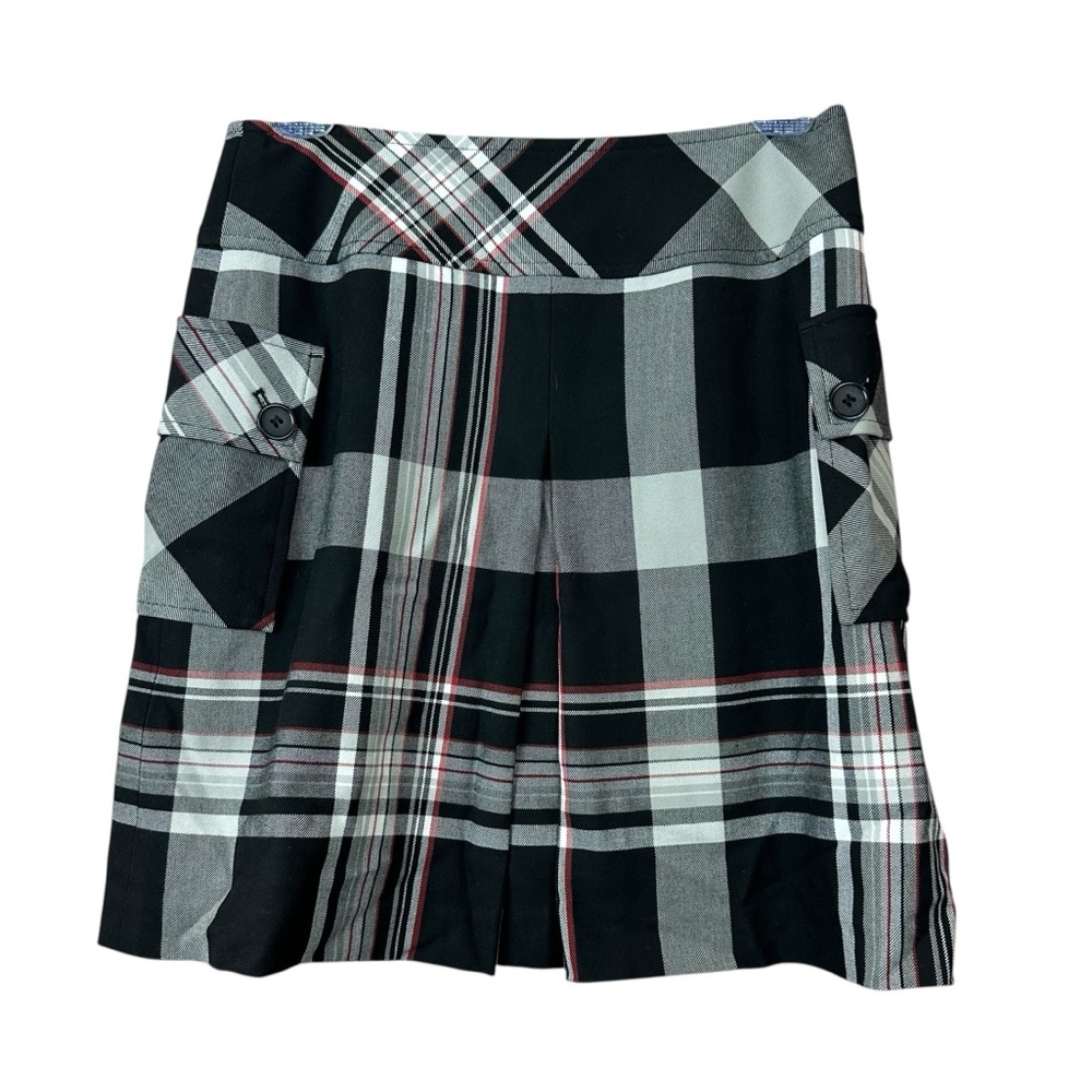 Loft Black Plaid Mini Skirt Women Sz 0